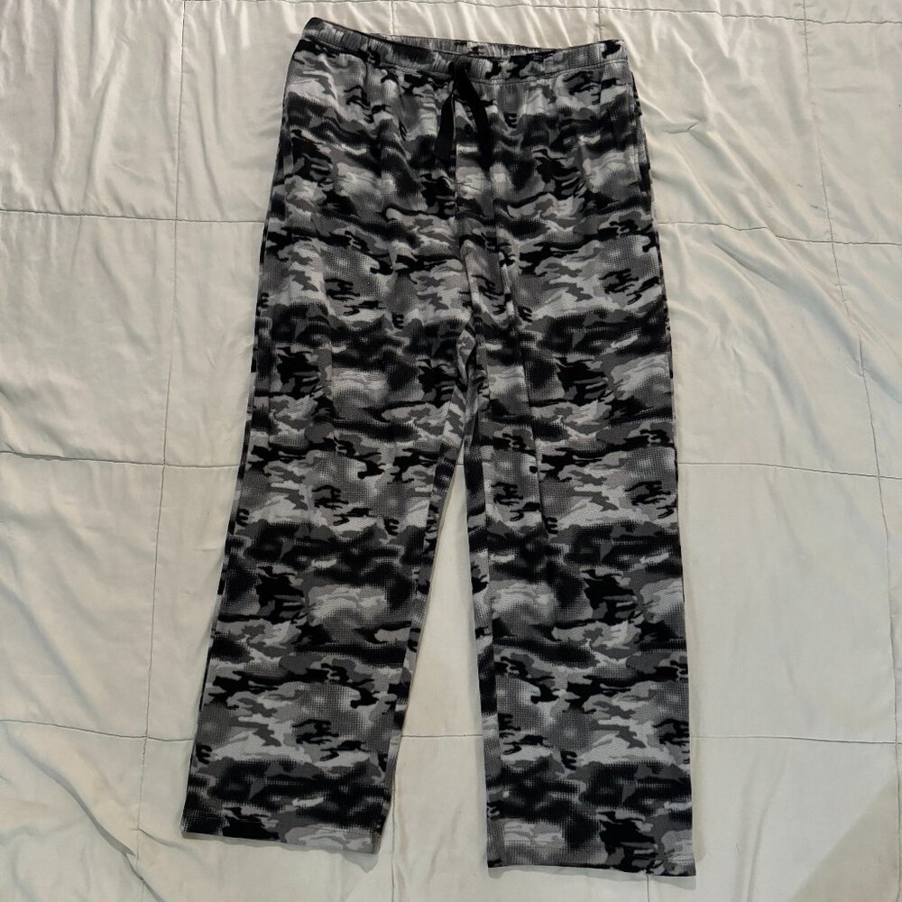 Gray Black Digital Camo Camouflage Fleece Lounge PJ Pajama Pants Mens sz XL